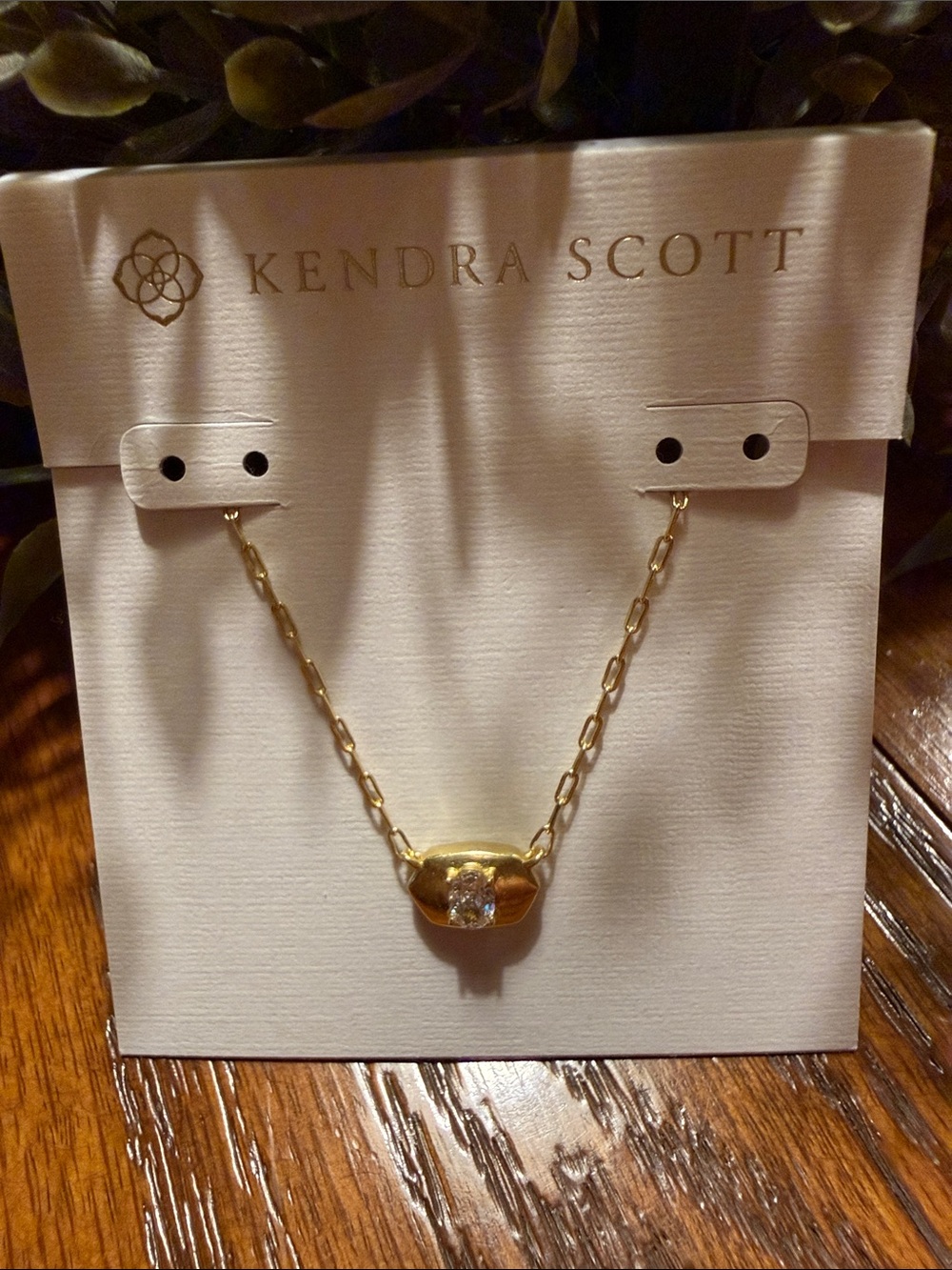 Kendra Scott Gold Pendant Necklace with Clear Stone - Picture 2 of 3